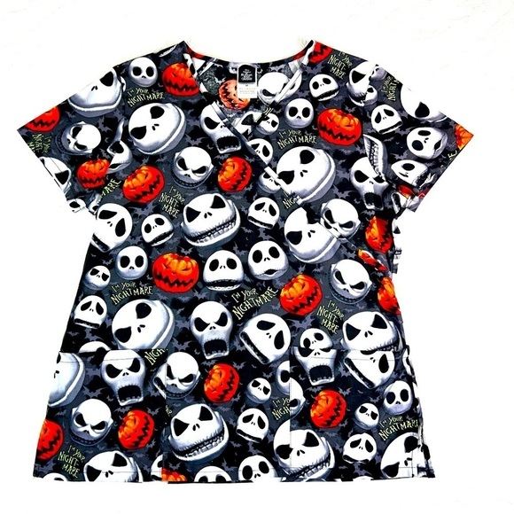 Disney Tops - Disney Nightmare Before Christmas Jack Skellington Scrub Top Size Medium